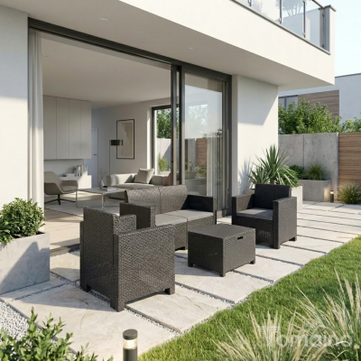 Salotto da Giardino in Plastica Nebraska Antracite