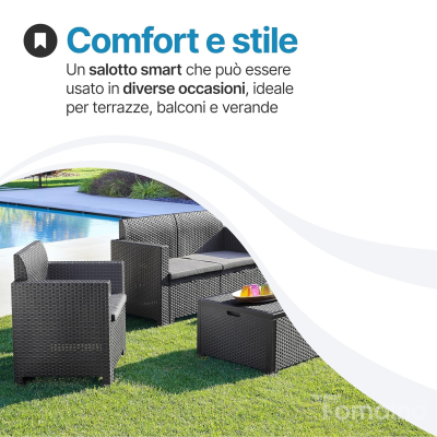 Salotto da Giardino in Plastica Nebraska Antracite