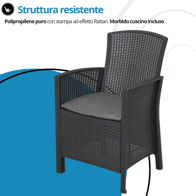 Tavolo e sedie da giardino in Rattan - Set Malibu 2