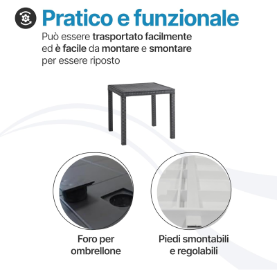 Tavolo e sedie da giardino in Rattan - Set Malibu 4