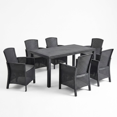 Tavolo e sedie da giardino in Rattan - Set Malibu 6