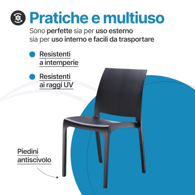 Sedia Volga per interno ed esterno in plastica