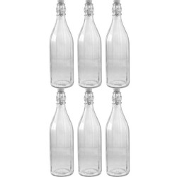 Set 6 Bottiglie di Vetro per Acqua 1lt