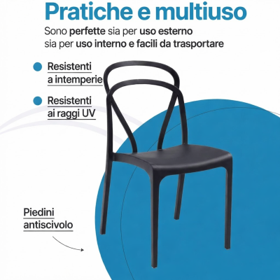 Sedia Vague interno e esterno in plastica