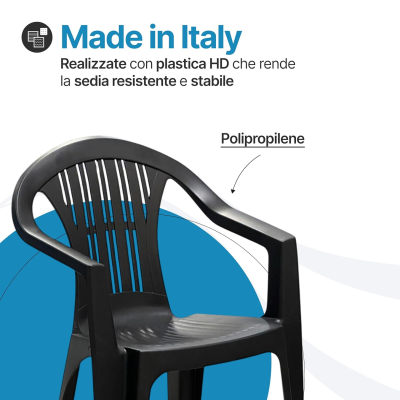 Sedia da giardino in plastica Ratak 6 pezzi