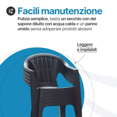 Sedia da giardino in plastica Ratak 6 pezzi