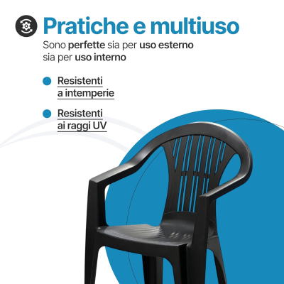 Garden table and plastic chairs – Elba set