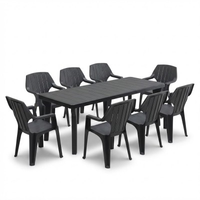 Tavolo e sedie da giardino in plastica - Set Miami 8