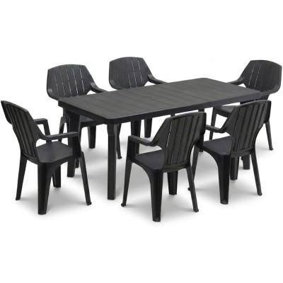 Tavolo e sedie da giardino in plastica - Set Miami 6
