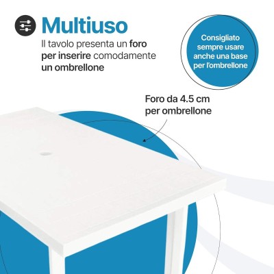 Tavolo da giardino in plastica rettangolare - Marshall
