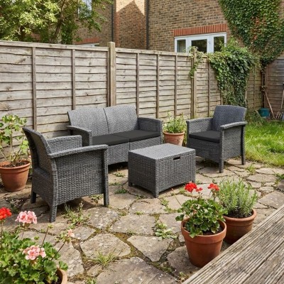 Salotto Da Giardino In Plastica effetto Rattan Venezia