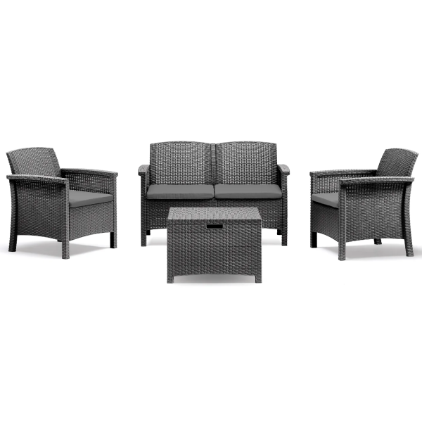 Salotto Da Giardino In Plastica effetto Rattan Venezia