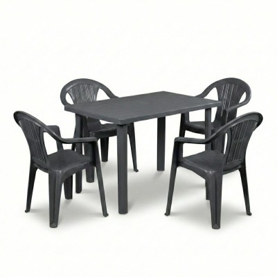 Sedie e tavolo da giardino Sila - 4 sedie e 1 tavolo 120x70 in plastica.