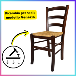 Sedile ricambio paglia per sedia Venezia, telaio fondo in legno
