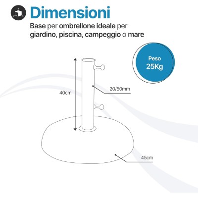 Base ombrellone 25kg  in cemento