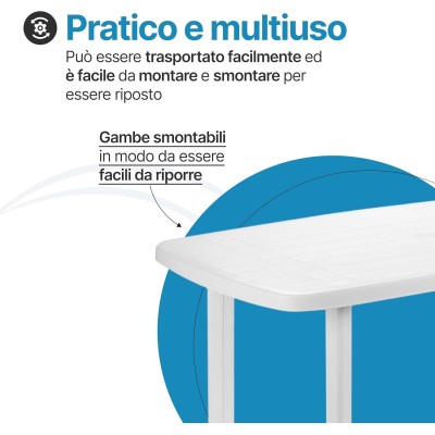 Tavolo da giardino in plastica 6 posti con foro ombrellone – Cayman Bica