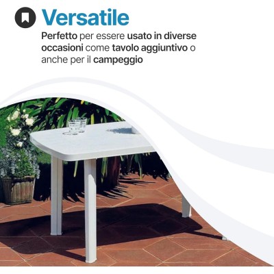 Tavolo da giardino in plastica 6 posti con foro ombrellone – Cayman Bica