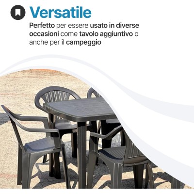 Tavolo da giardino in plastica 6 posti con foro ombrellone – Cayman Bica