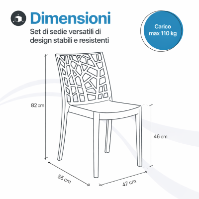 Sedia Matrix in Polipropilene Rinforzato – Impilabile da Esterno, Resistente UV, Made in Italy