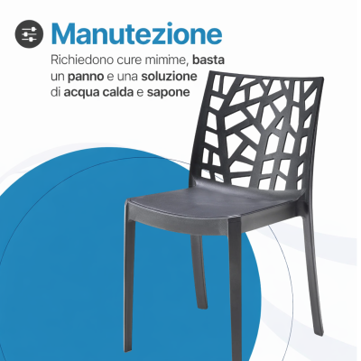 Sedia Matrix in Polipropilene Rinforzato – Impilabile da Esterno, Resistente UV, Made in Italy