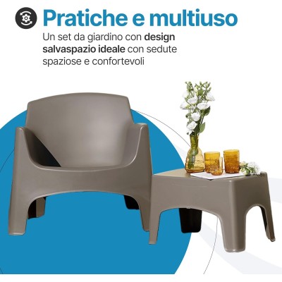 Salotto da Giardino Ibiza 2 Posti Tortora | Set Esterno Resistente