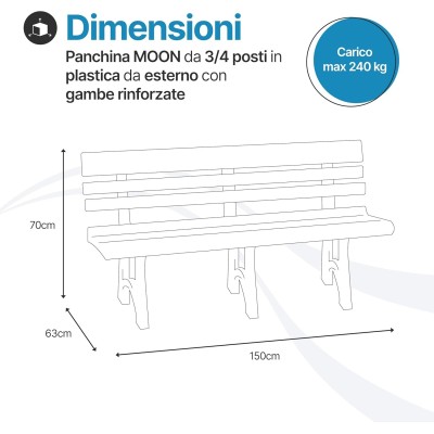 Panchina da Giardino Olimpia 3 Posti in Plastica 145 cm
