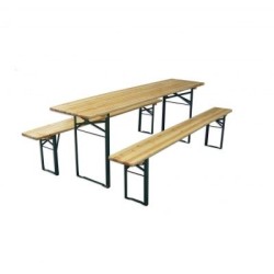 Set birreria, tavolo e panchine in legno e ferro, pieghevole, fiere, eventi, mercati, picnic, campeggio – TOMAINO