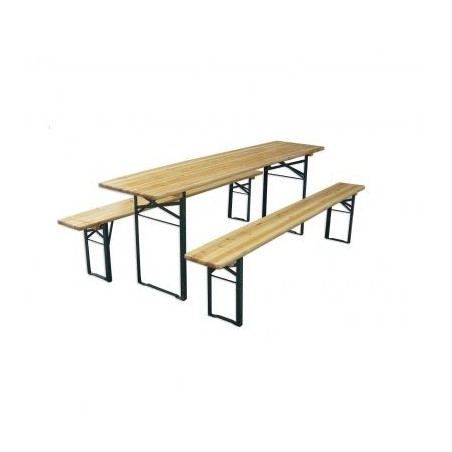 Set birreria, tavolo e panchine in legno e ferro, pieghevole, fiere, eventi, mercati, picnic, campeggio – TOMAINO