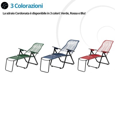 Sdraio cordonata con schienabile regolabile e poggiapiedi, lettino spaghetti – TOMAINO