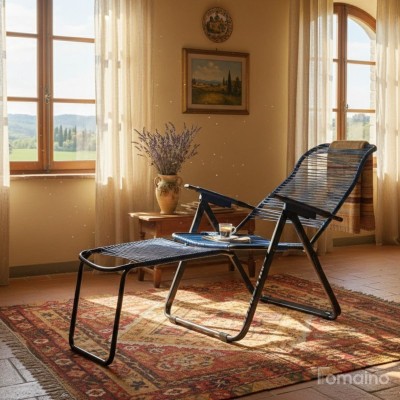 Sdraio cordonata con schienabile regolabile e poggiapiedi, lettino spaghetti – TOMAINO