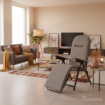 Sedia Sdraio Imbottita Reclinabile 7 Posizioni con Poggiapiedi – Poltrona Relax Pieghevole 180°