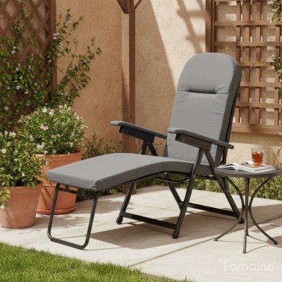 Sedia Sdraio Imbottita Reclinabile 7 Posizioni con Poggiapiedi – Poltrona Relax Pieghevole 180°