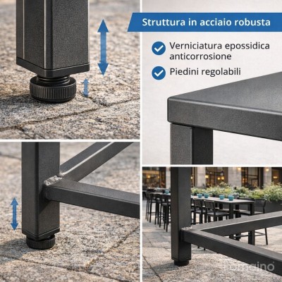 Tavolo Alto Iseo 70x70 in acciaio