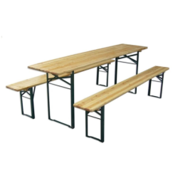 Set birreria, tavolo e panchine in legno e ferro, pieghevole, fiere, eventi, mercati, picnic, campeggio – TOMAINO