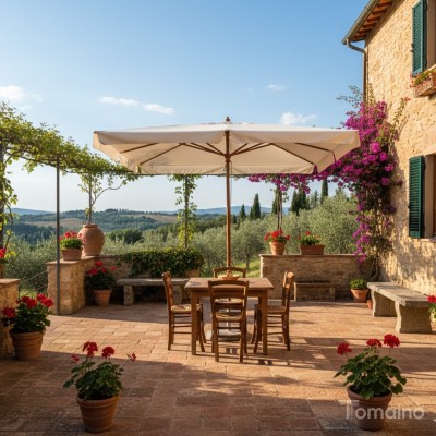 Ombrellone da Giardino 3x3 in Legno Quadrato | Palo Centrale