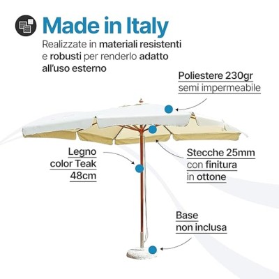 Ombrellone da giardino 3×2 Premium 4001 - Palo centrale in legno telo 230gr