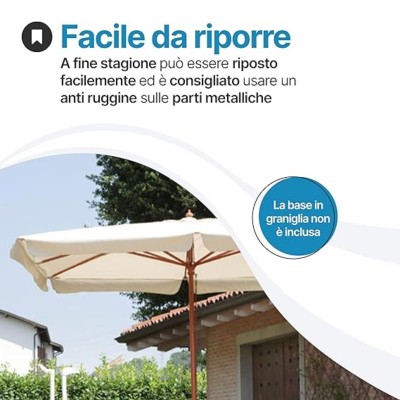 Ombrellone 3x4 De Lux in Legno | Palo Unico Ø48 mm