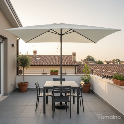 Ombrellone 3x2 Alluminio Antracite | Rettangolare 300x200 con Manovella