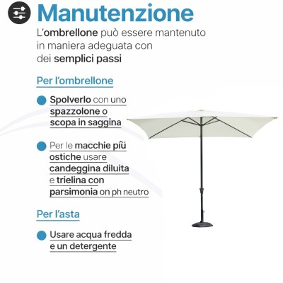 Ombrellone 3x2 Alluminio Antracite | Rettangolare 300x200 con Manovella