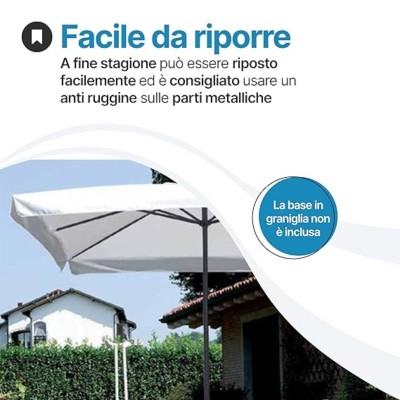 Ombrellone 3x2 Alluminio Antracite | Rettangolare 300x200 con Manovella