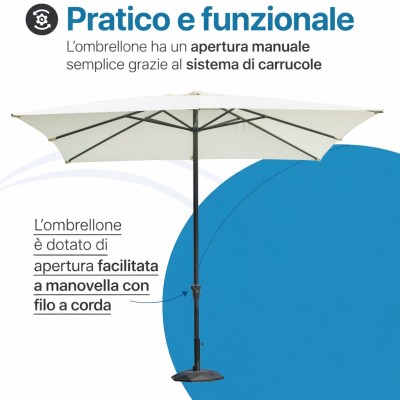 Ombrellone 3x3 Alluminio Antracite | Quadrato 300x300 con Manovella