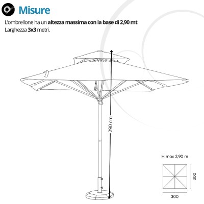 Ombrellone Push-Up in Alluminio 3×3 – Poliestere Ecrù E5049