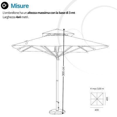 Ombrellone 4x4 in Alluminio Push Up | Contract e Giardino