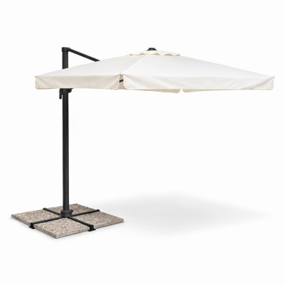 Ombrellone rettangolare 3×2 a palo laterale in alluminio con maniglione e telo 240gr resinato ecrù – Bordigehra