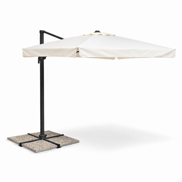 Ombrellone 3×3 palo laterale alluminio con maniglione e telo 240gr ecrù – Bordigehra