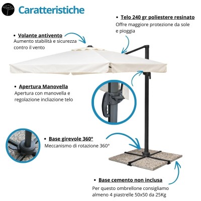 Ombrellone 3x4 Palo Laterale Professionale | Bordighera