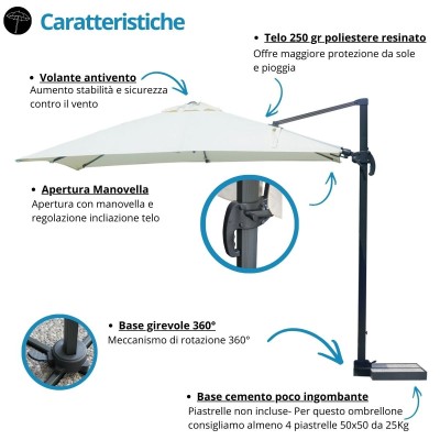 Ombrellone 3x3 Alluminio 250gr Basculante – Professionale