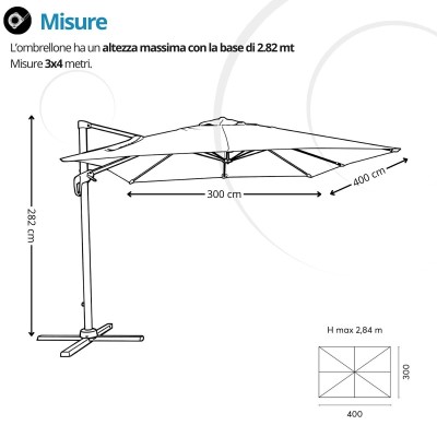 Ombrellone 3x3 da Giardino Alluminio Ecrù Antivento