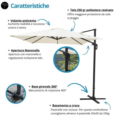 Ombrellone 3x4 Colorado in Alluminio Ecrù | B2B Bar & Ristoranti