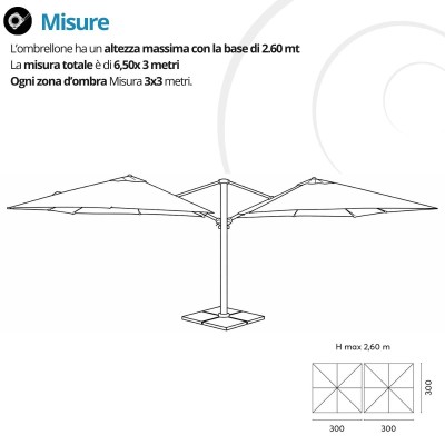 Ombrellone a doppio braccio laterale 3×6 – 5056 – Tomaino